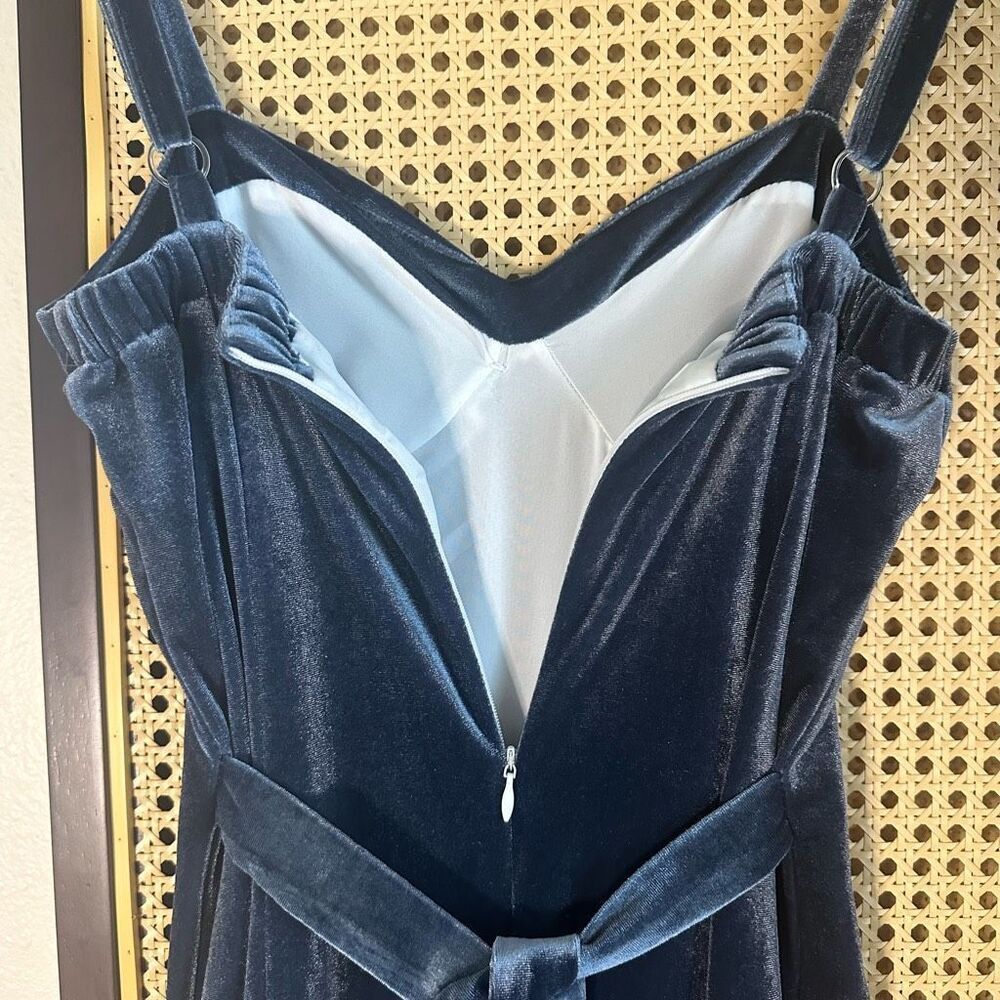 NWT Pink Savior Club Blue Velvet Mandarin‎ Collar 2-Piece Dress Set Size M - Picture 8 of 10